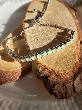 Opal Tennis Bracelet - Sterling Silver .925 Adjustable Women’s Bracelet